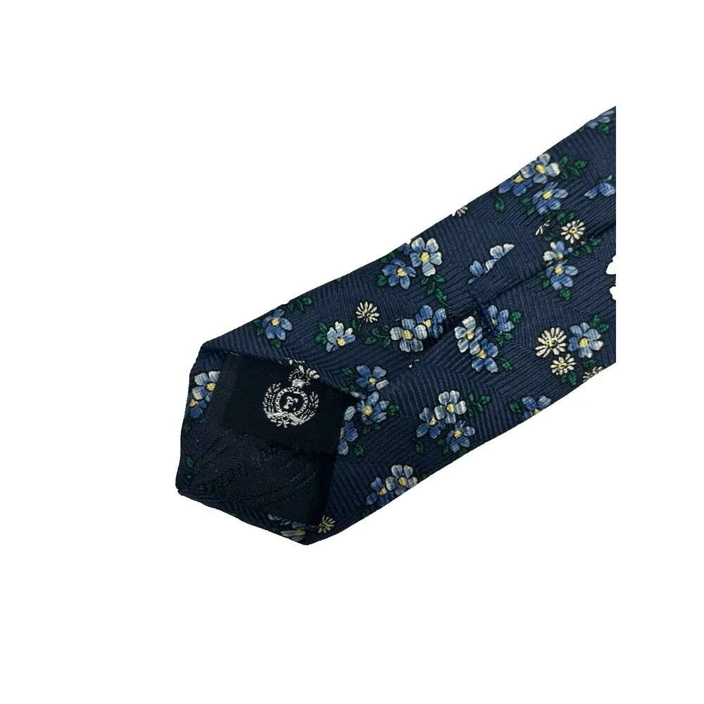 Faconnable Nordstrom Men’s Silk Tie Navy Blue Floral France  57.25 x 3.75